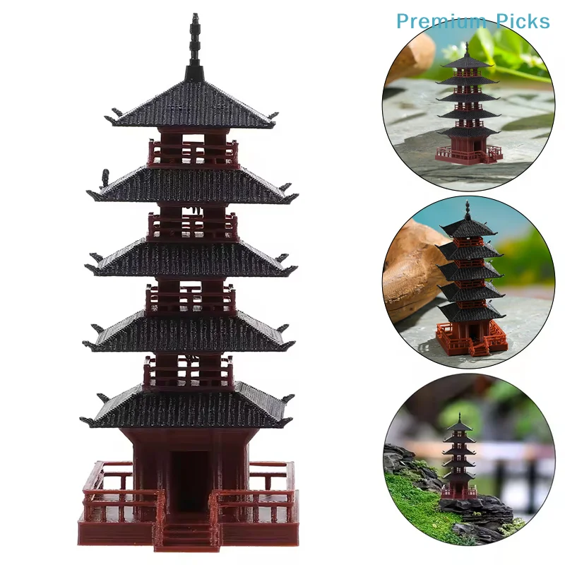 Mini Pagoda Statue Chinese Ancient Building Model Pavilion Decorations Simulation Statue Zen Garden Aquarium Bonsai Decor