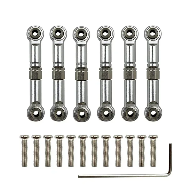 6Pcs Adjustable for Wltoys 1/18 A949 A959 A969 A979 K929 Aluminum Upgrade Spare Parts Metal Linkage Pull Rod Servo Link A959-B