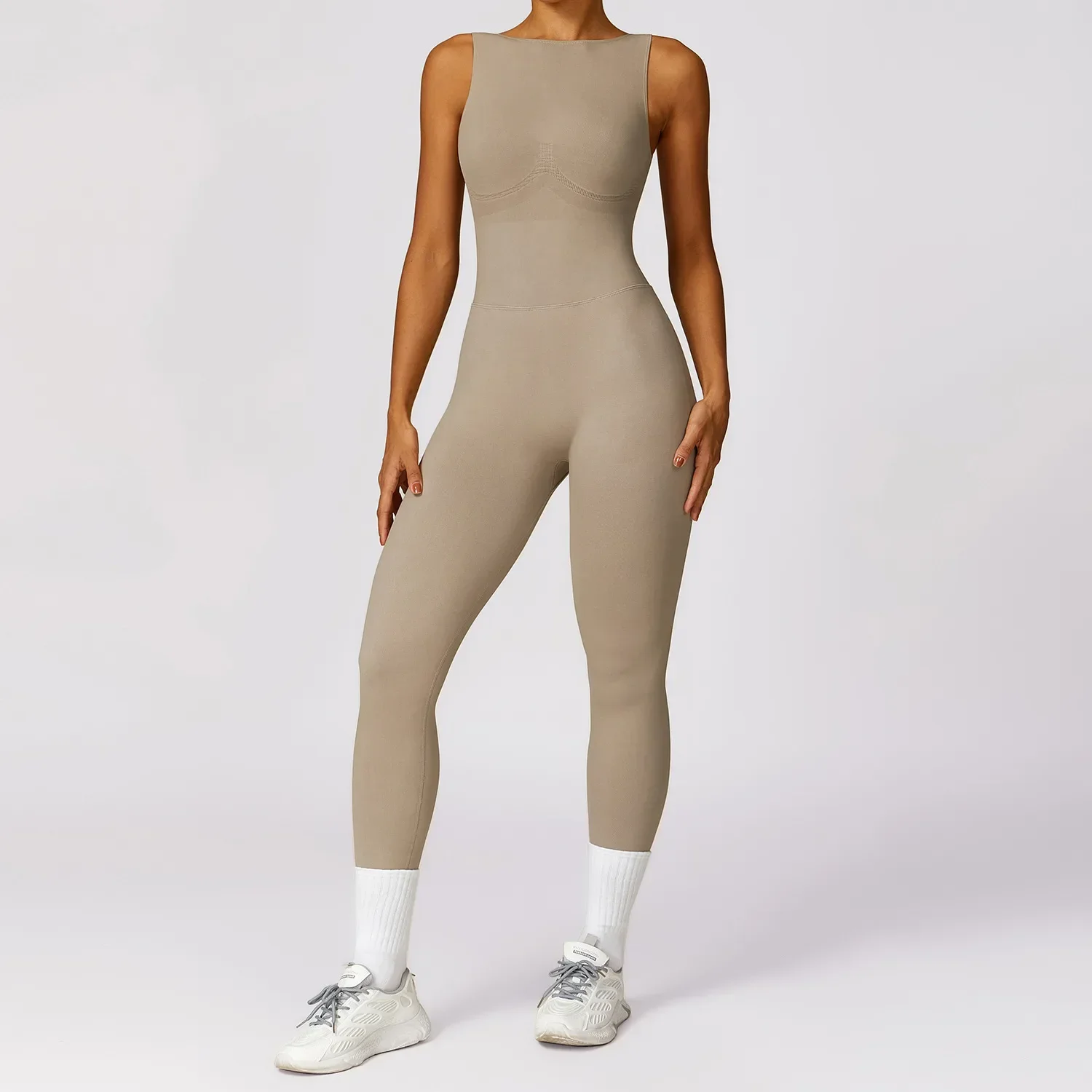Sexy Backless Fitness Bodysuit Women Sleeveless One-piece Yoga Suit High Impact Push Up Gym Jumpsuit Workout Leggings Rompers