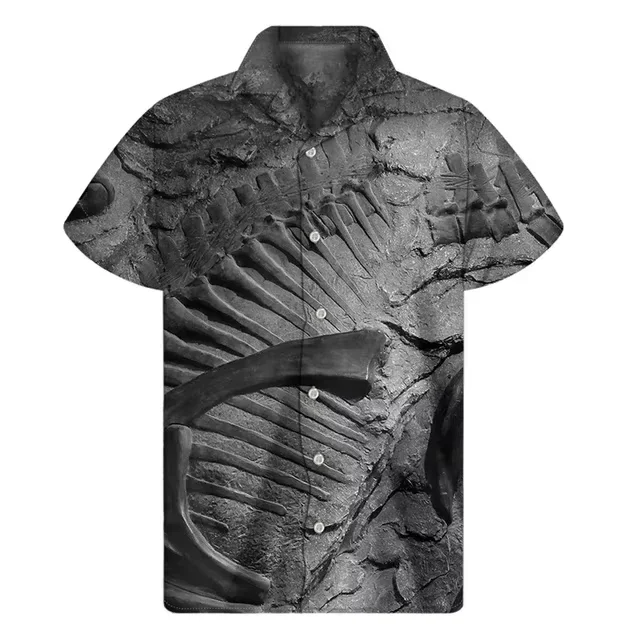 Cartoon Dinosaur Pattern Hawaiian Shirts For Men Summer 3D Print Animal Lapel Shirt Street Loose Button Short Sleeves Blouse