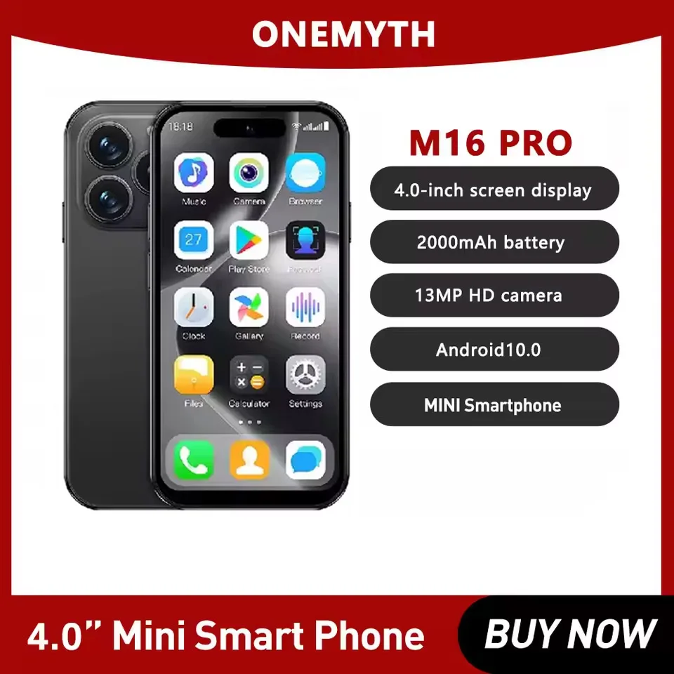 ONEMYTH M16 Pro Mini Smartphone | 4.0" Dynamic Shining Screen, 2GB+16GB, Android 10.0, Face Unlock, 2000mAh, 3G Small Phone
