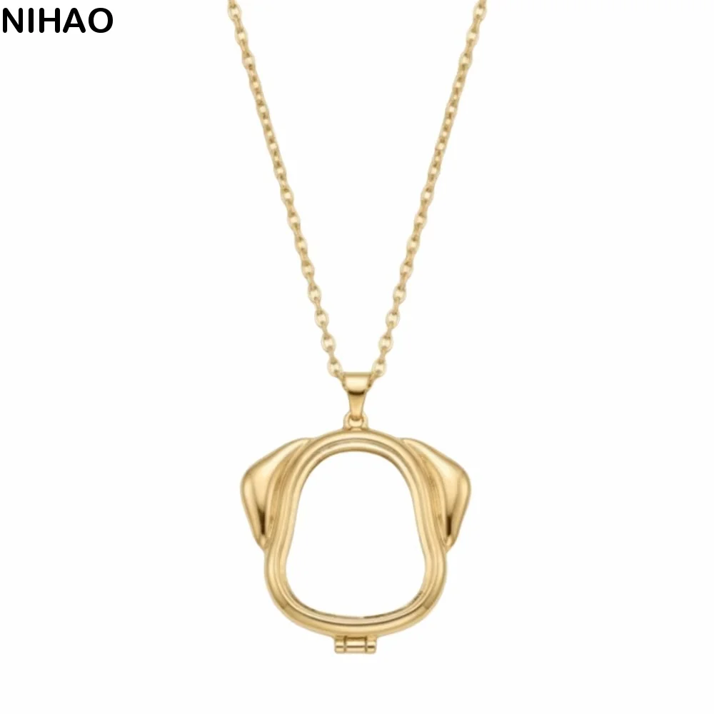 Copper Open Pendant Necklace Can Be Opened Small Items DIY Collarbone Chain Hollow Does Not Fade Pet Dog DIY Accessory Women