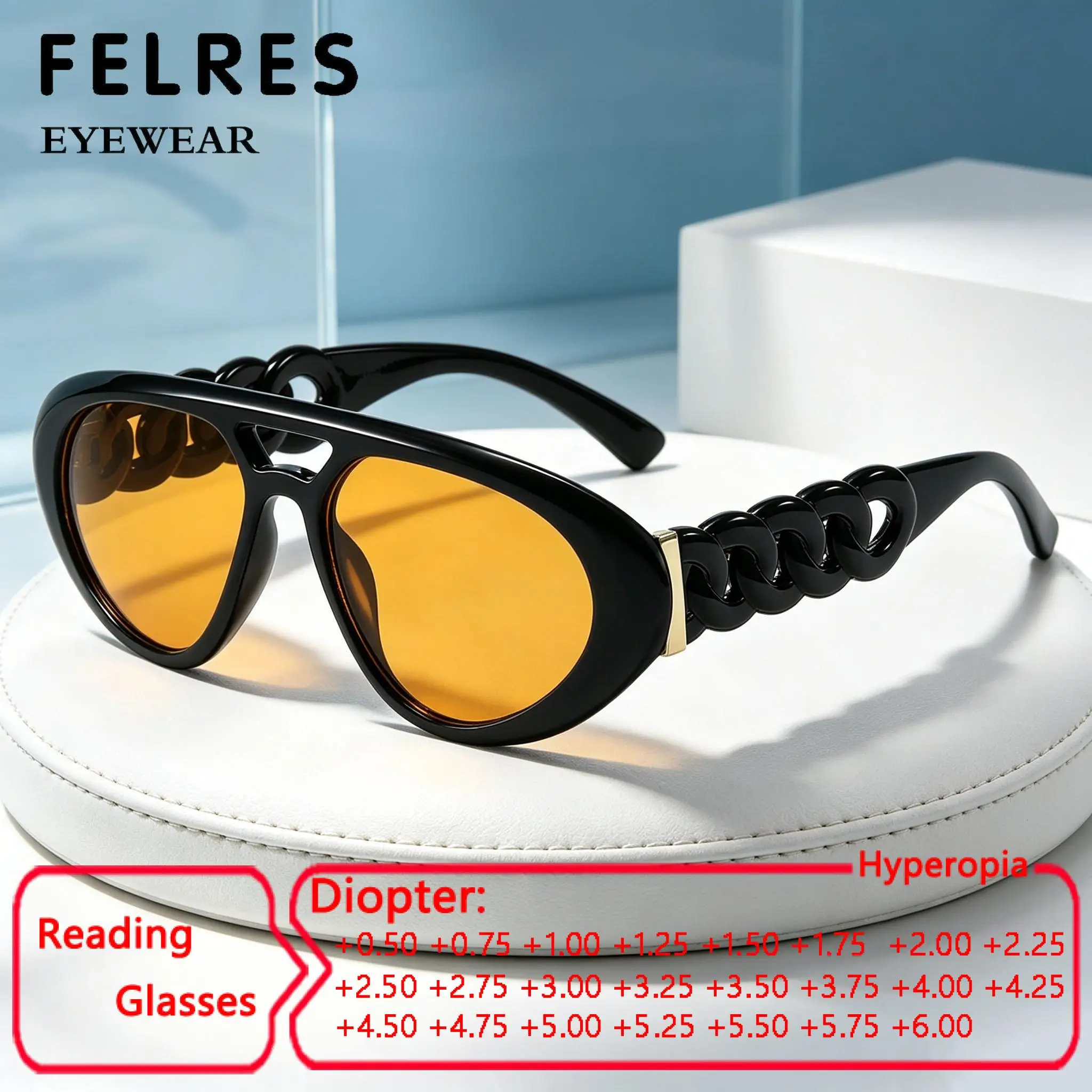 Designer Pilot Oval Orange Reading Sunglasses Men Women Outdoor Shade Tinted Presbyopic Eyewear Single Focus Prescription Reader