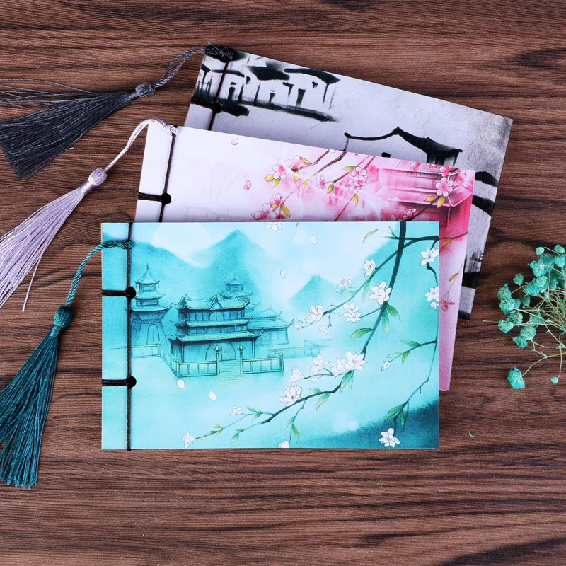 Chinese Traditional Style Tassel Paper Notebook Planner Vintage Notepad for School Office Supplies Stationery Promotion Gift