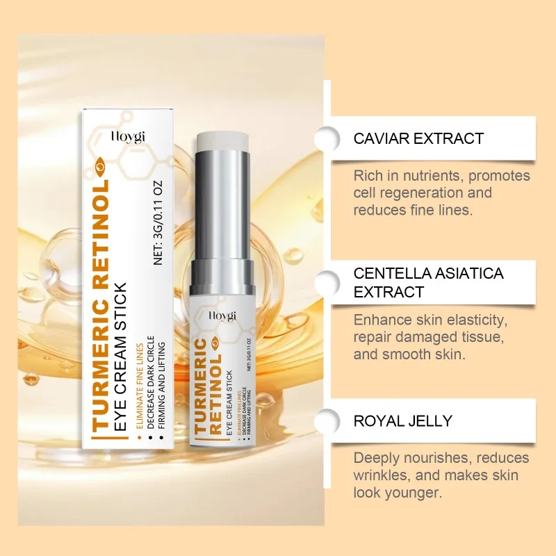 Turmeric Retinol Eye Cream Stick Deep Moisturizing Reduce Eyes Wrinkles Dark Circles Eye Bags Firming Lifting Brighten Eye Care