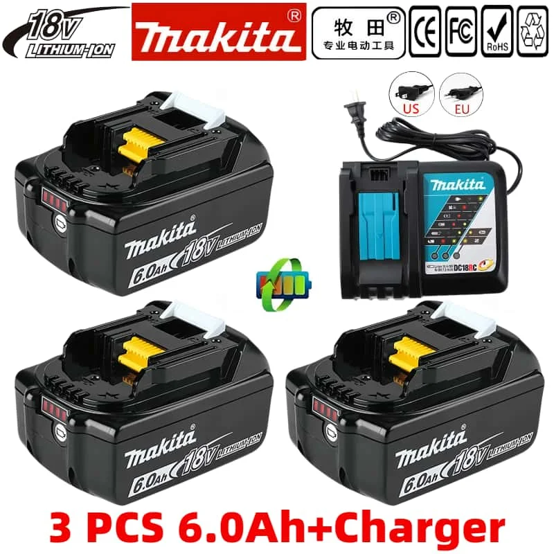 

100% Authentic Makita 6Ah/5Ah/3Ah for Makita 18V Battery BL1830B BL1850B BL1850 BL1840 BL1860 BL1815 Replacement Lithium Battery