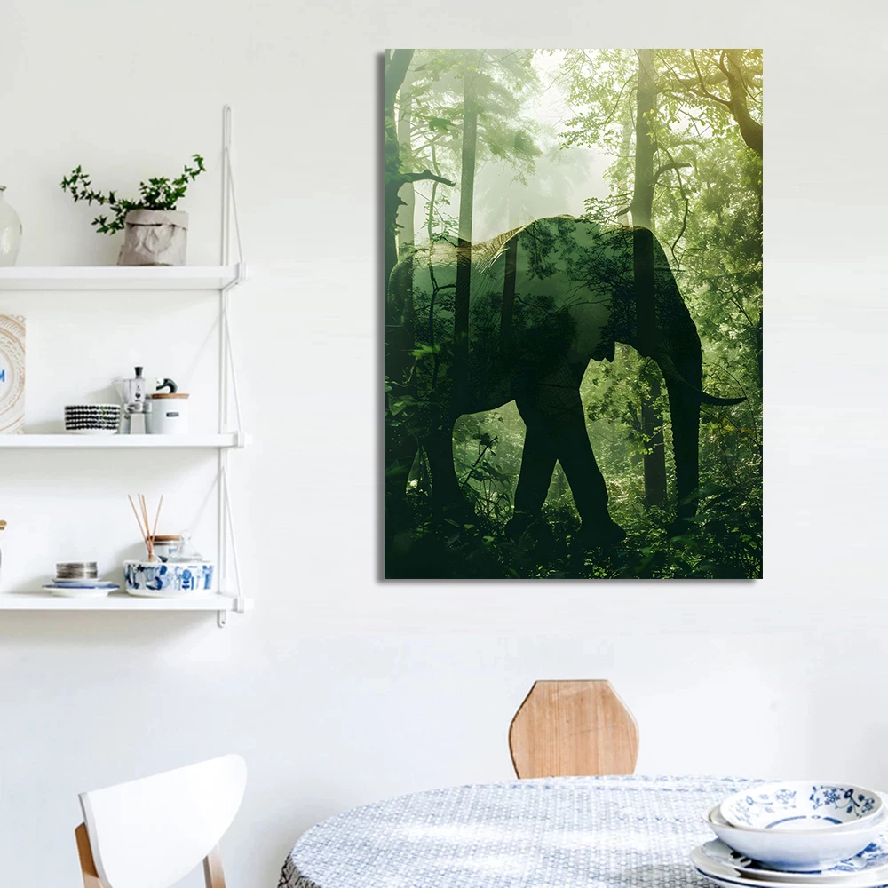 Animal and Forest Poster Eagle Wolf Tiger Lion Cat Panda Fox Tree Canvas Painting for Living Room Home Decor Wall Art Mural