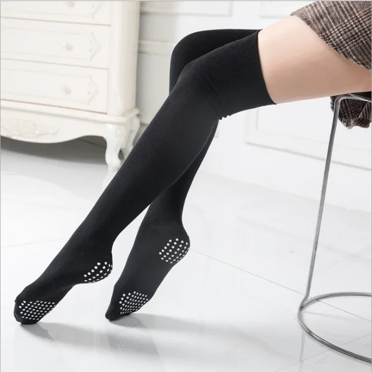 

Women Dance Knee Socks Female Glue Underneath Non-slip Latin Dance Long Stockings Dance Studio Exercise Accessories Female Sock