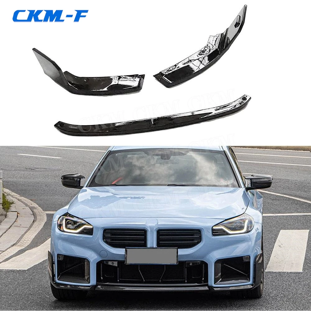 

Gloss Black Car Front Bumper Lip Chin Body Kits Side Splitters Apron Decoration ABS Accessories For BMW 2 Series M2 G87 2023+