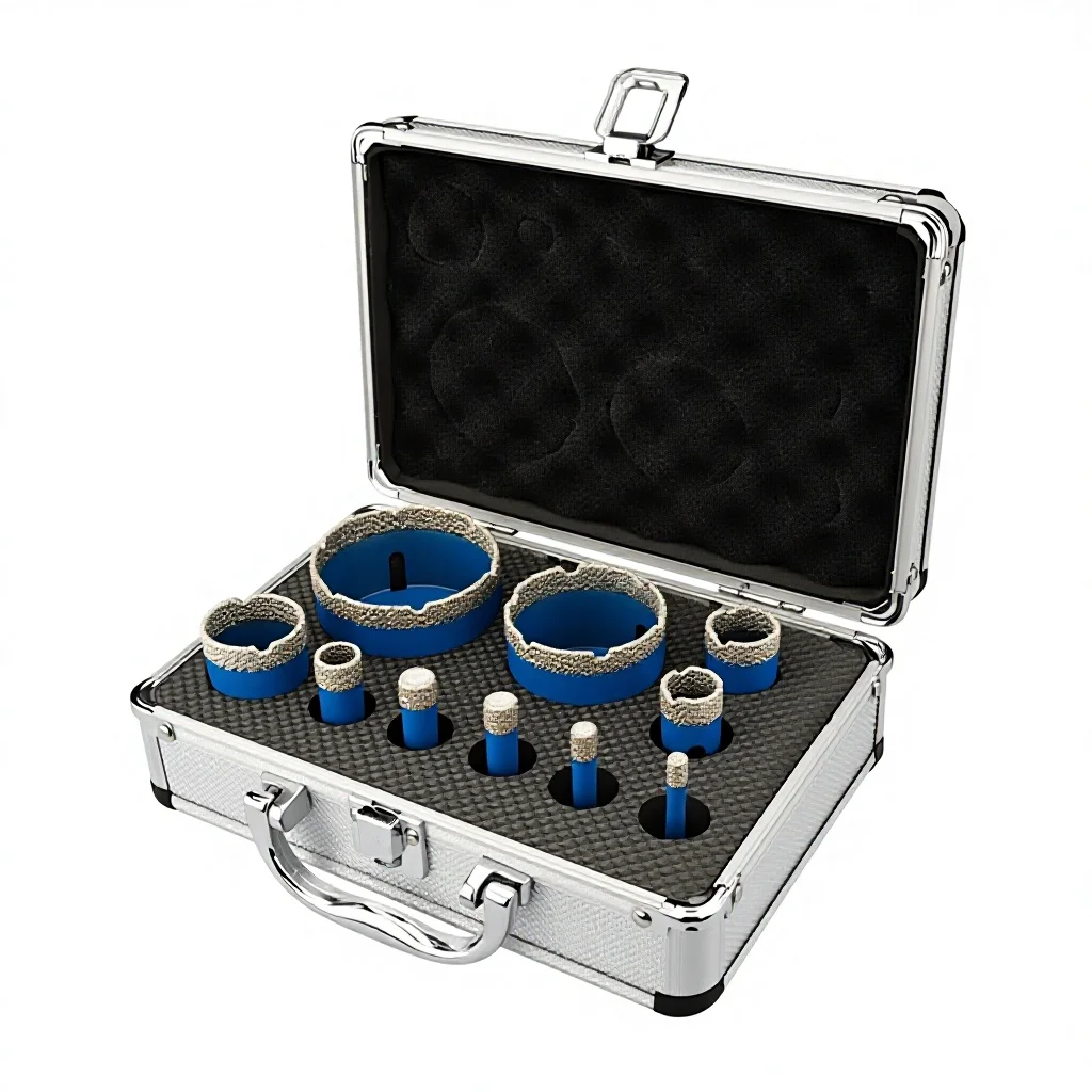 10-Piece Brazed Diamond Hole Opener Drill Bit Set For Marble Tile Rock Plate Ceramic Granite Quartz Stone-Aluminum Boxed