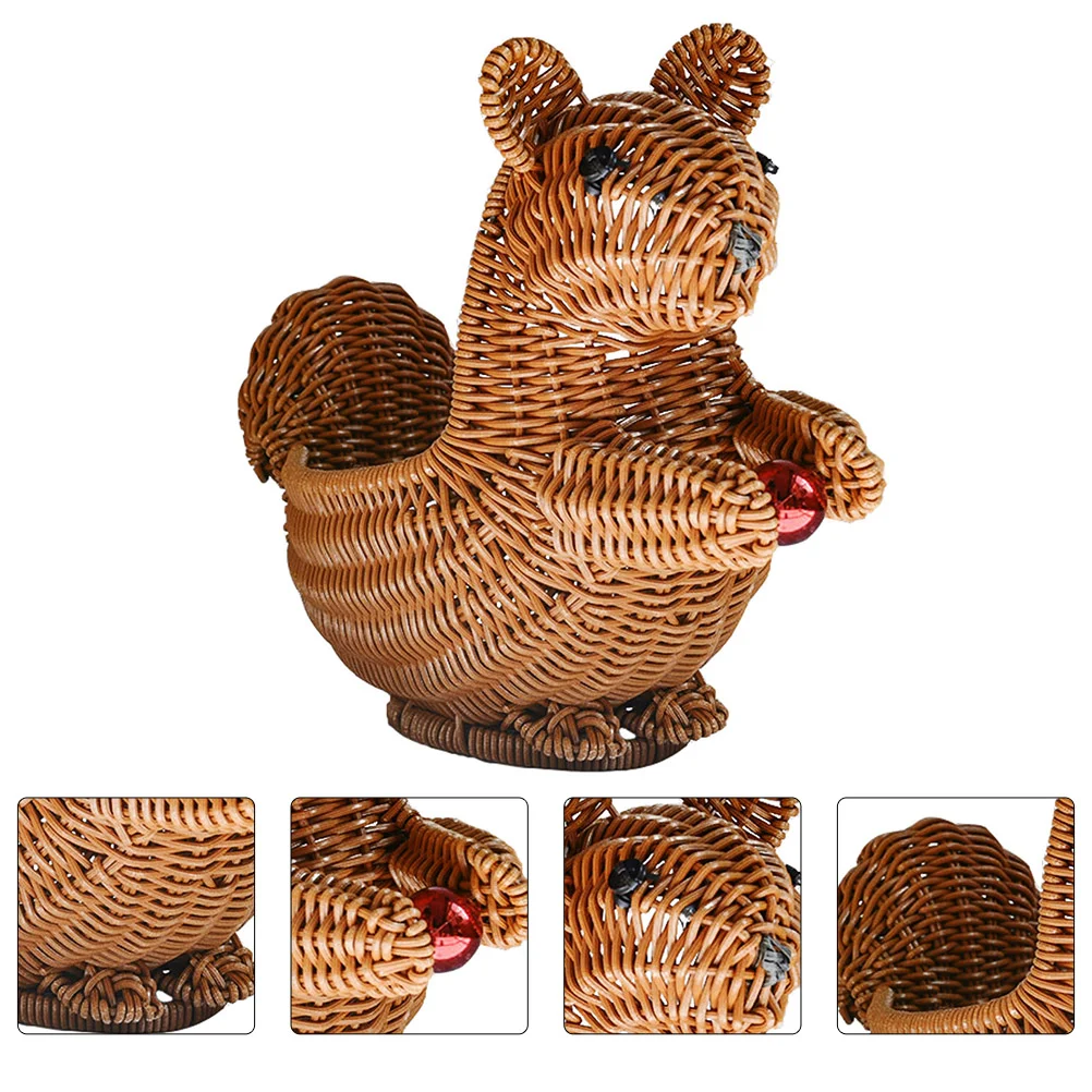 Squirrel Storage Basket Nautral Seagrass Baskets Rattan Bread Serving Wicker Plastic Display Simulation Snack Container Laundry