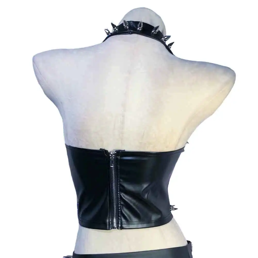 Black Women's Y2K Goth Top Emo Clothing Gothic Boho Tank Top with Spikes Punk Rock Style for Teens Festival Bra Grunge T-Shirt