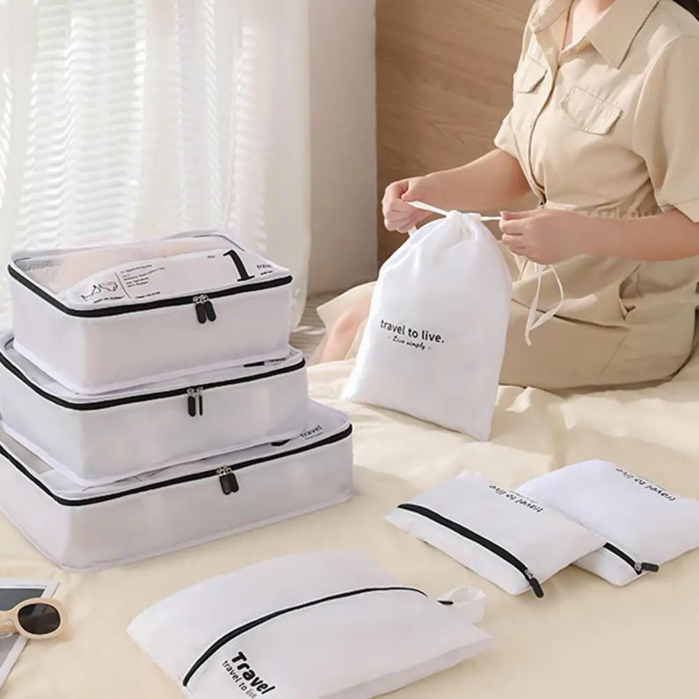 7Pcs Luggage Storage Bag Wrinkle-free Travel Storage Space-Saving Travel Bag Organizer Set Suitcase Packing Bag for Trips Outdoo