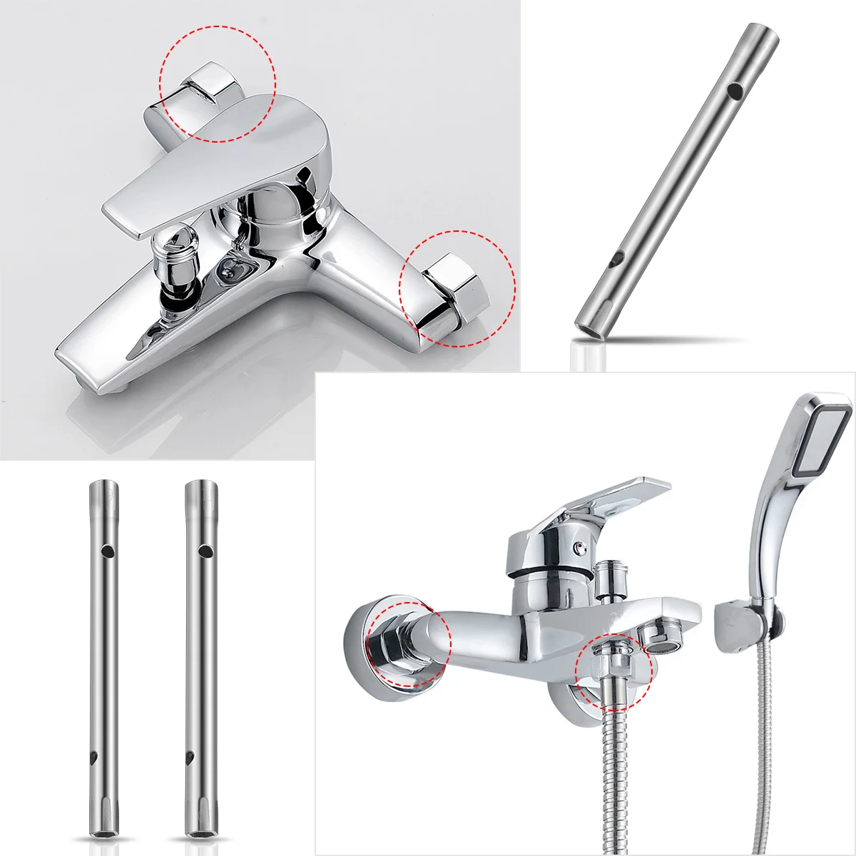 

3pcs Water Tap Repair Tool Set Corrosion Resistant Metal 8 9 10 11 12 13Mm Fittings Long Reach For Taps Maintenance