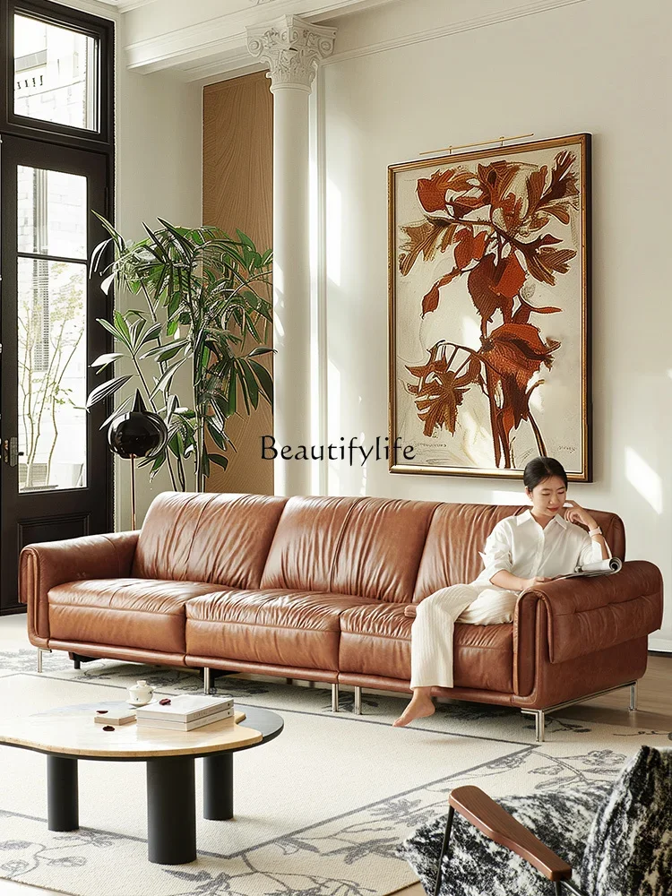 1 ** وظيفة كهربائية من جلد الشمع الزيتي الفرنسي متوسطة الطراز القديم بدون جدار أريكة جلدية خضراء بالكامل