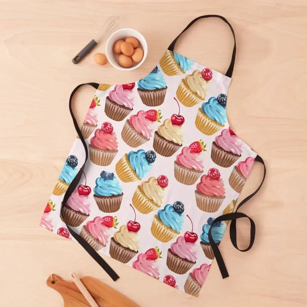 

Delicious Retro Cupcakes Apron Kitchen Accessories 2022 Woman Kitchen Kitchen Tools barber uniform Apron