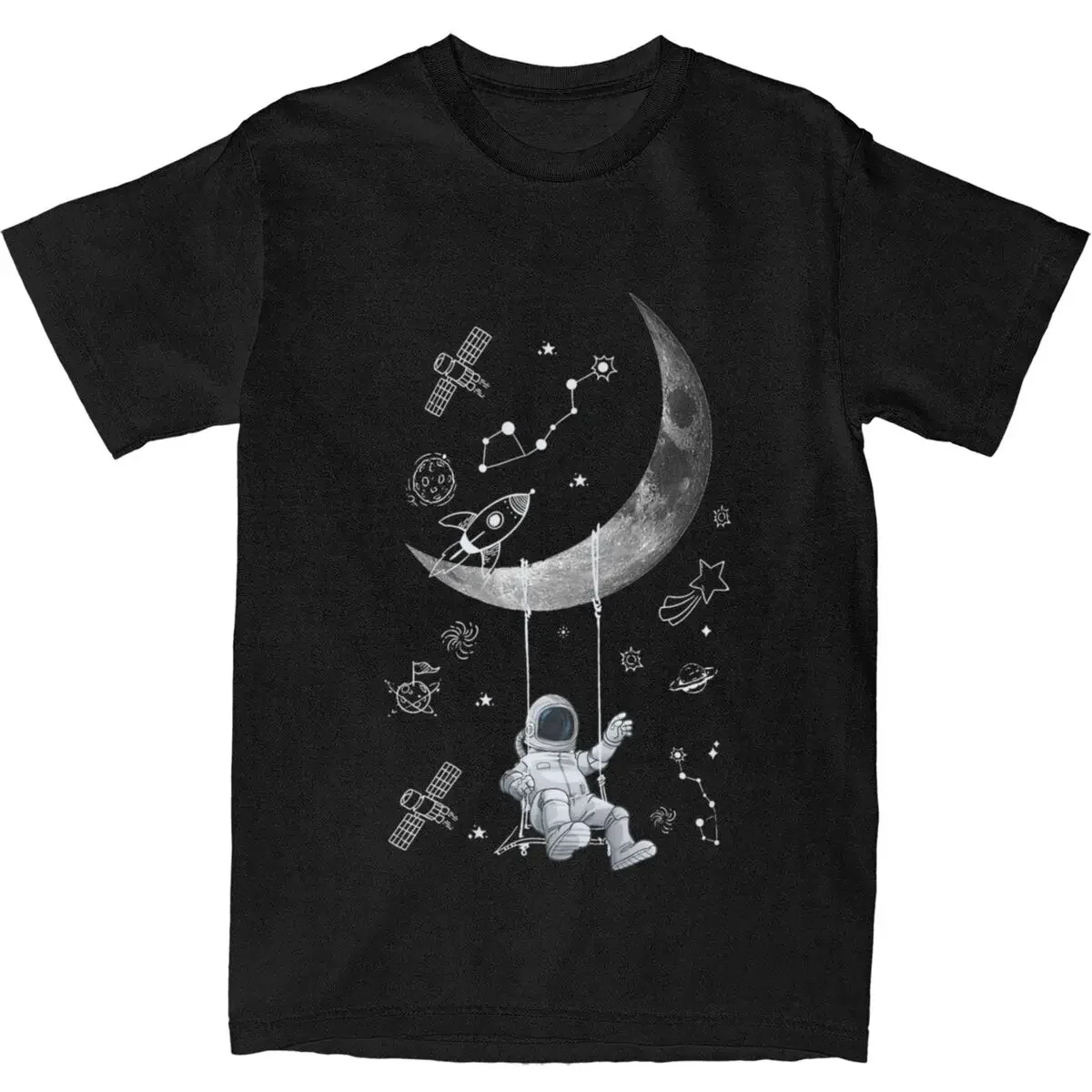 Haikyuu T Shirt Moon Swing Astronaut Pure Cotton T-Shirts space dreamy Trending Tee Shirt for Men Summer Casual Casual Top Tees