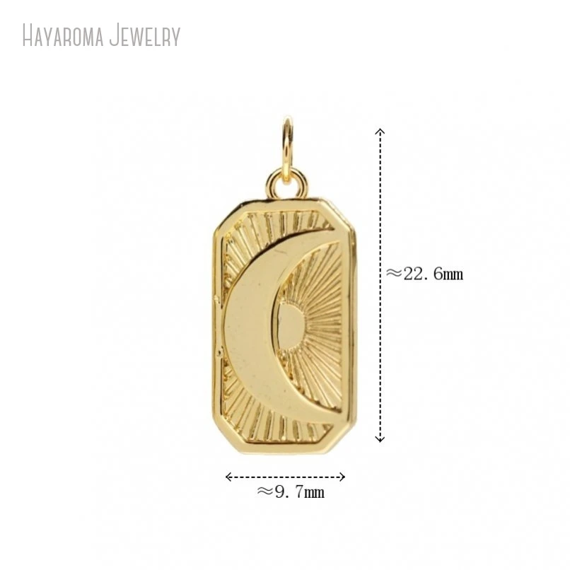 2Pcs Wholesale Metal Gold Color Pendant Boho Witch Jewelry Geometric Oblong Shape Crescent  Moon Charms PM47525