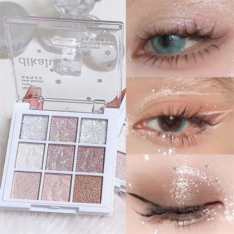 DIKALU-paleta de sombra de ojos brillante de Navidad, edición limitada, Princesa de hielo, nueve colores, 25 bolas de nieve, sombra de ojos nacarada