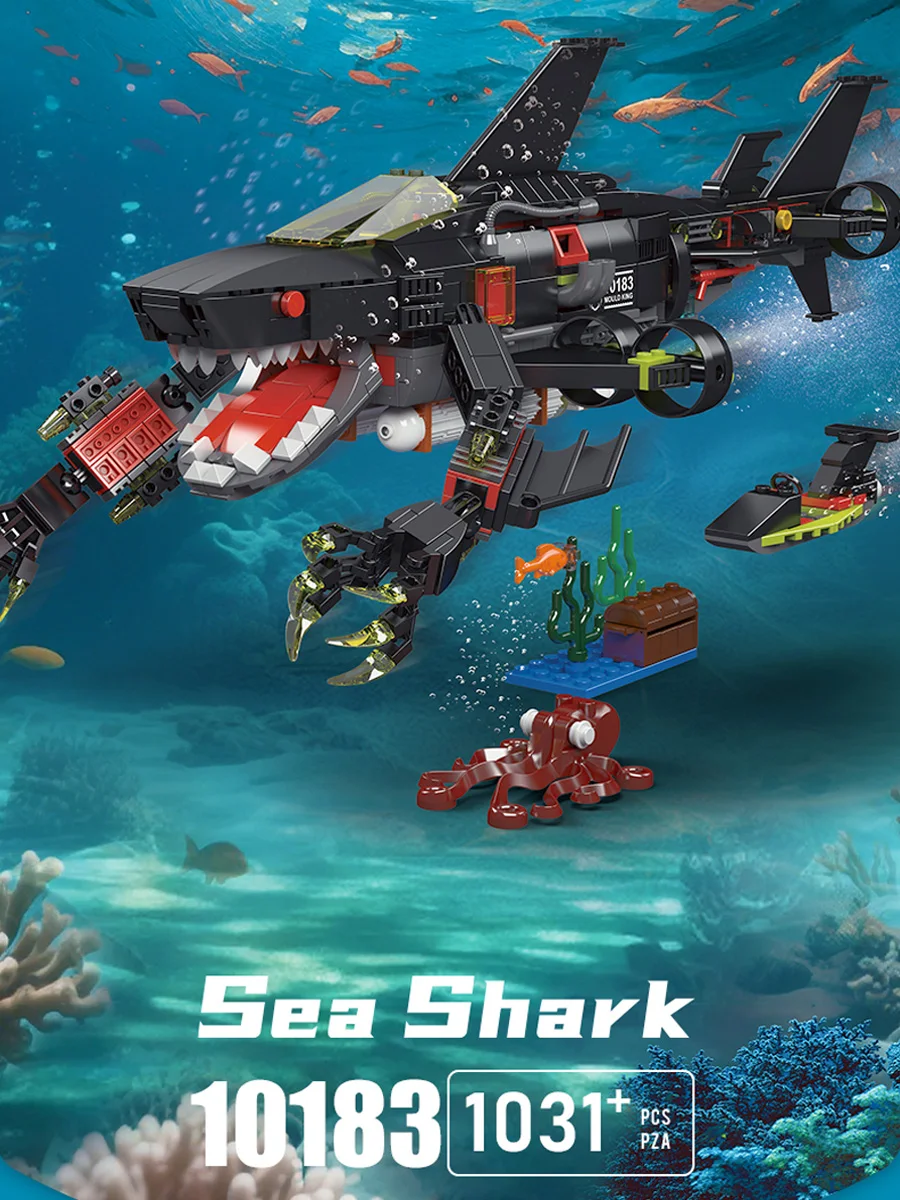 

New Mould King 10183 Sea Shark Building Blocks Kits Creative 1031PCS High Quality Construction Set Educational Toys Kids Gifts