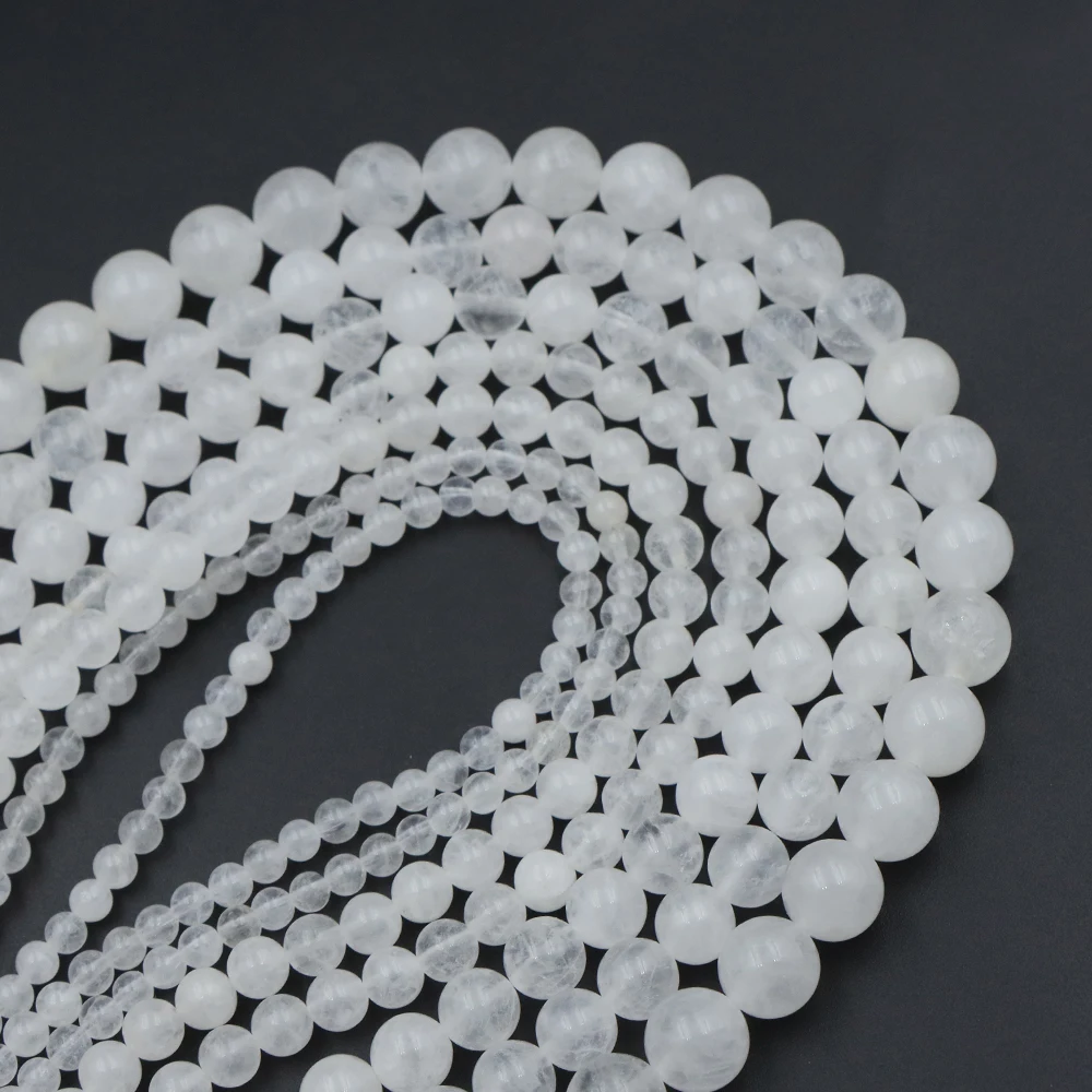 

Wholesale Natural Stone White Jade Round Loose Spacer Crystal Bead 4 6 8 10mm For Jewelry Making Diy Necklace Bracelet Accessory