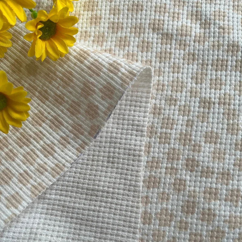 高品質ワッフルプリント生地、衣類用通気性テクスチャ素材、ドレス/シャツ/衣料品用