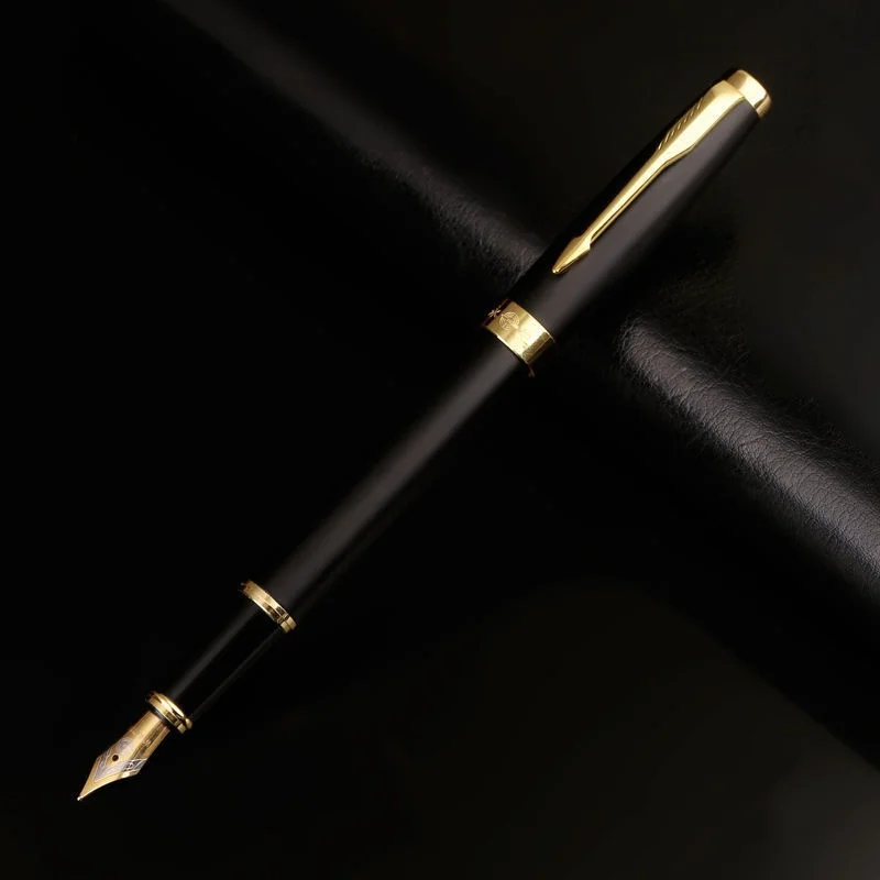 1-Piece Matte Black Fountain Pen, Gold Business Office High-End Signature Pen for Men and Women, Suitable for Calligraphy Practice, Corrosion-Resistant, Non-Fading, Reinforced Pen Body, Versatile for Daily Notes, Durable and Ink-Resistant