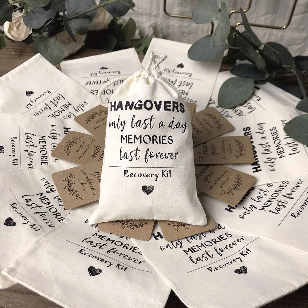 Custom 20/30/50pcs Hangover Survival Kit Favor Bags Wedding Birthday Party Recovery Kit Thank You Gift for Hangover Parties