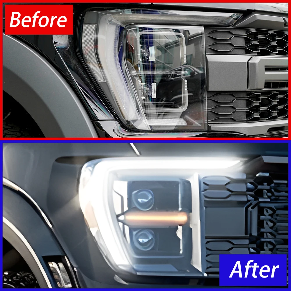 For Ford Raptor F150 2021-2023 LED Auto Upgrade New Style Headlights Assembly Projector Lens Car Tool Accessories Plug and Play