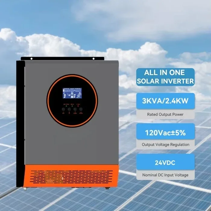 PowMr 2.4KW 24Vdc All in One Solar Inverter 110V/120Vac Output Pure Sine Wave Solar Inverter with PWM Controller