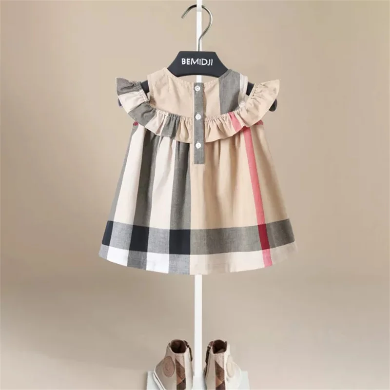 ew Summer Dress for Baby Girl Sleeveless Ribbons Plaid Fashion Dress Princess Dresses 1st Birthday Dress for Baby Girl Clothes
