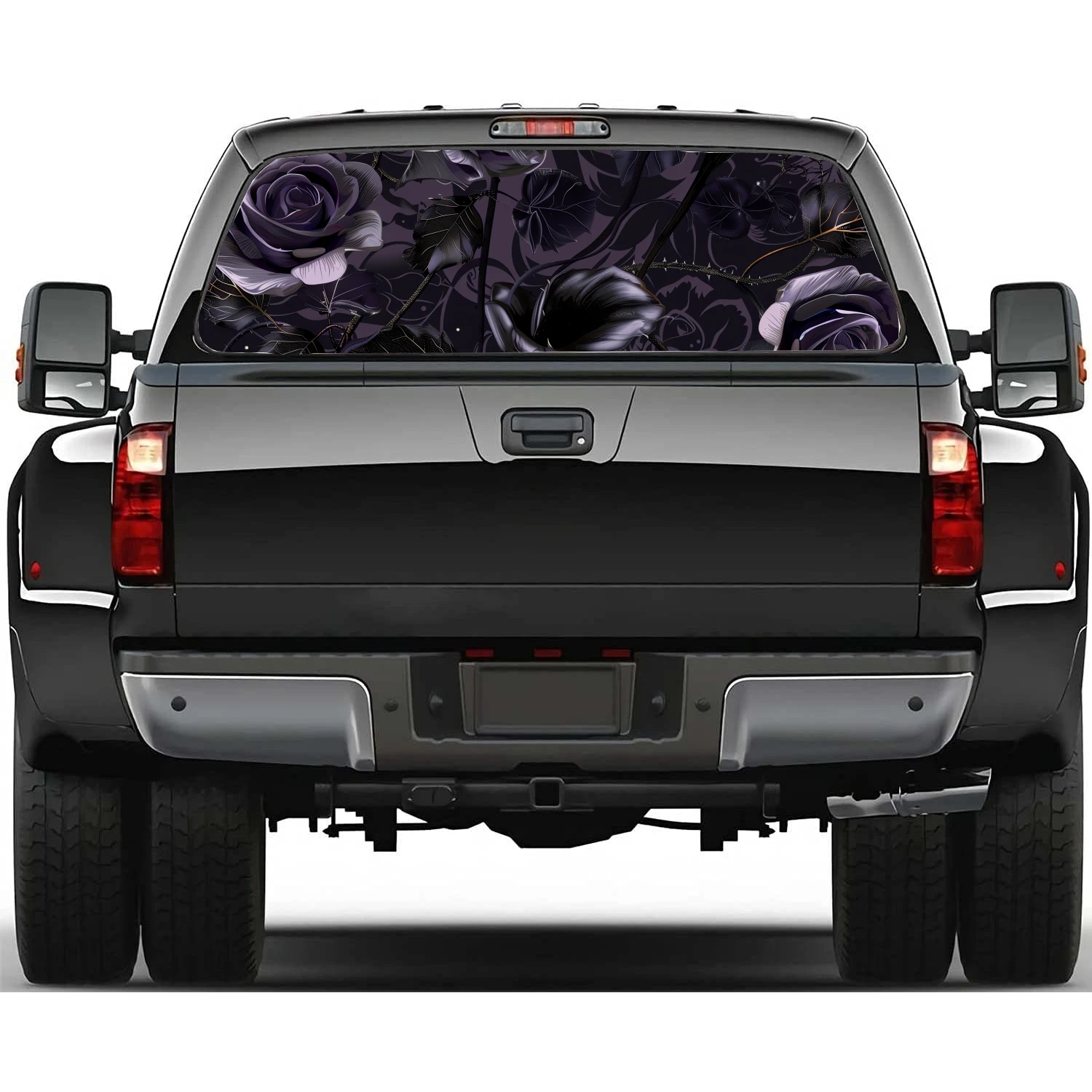 

Dark Roses with Thorns Car Rear Window Decal Fit Pickup,Truck,Car Universal See Through Perforated Back Window Vinyl Sticker
