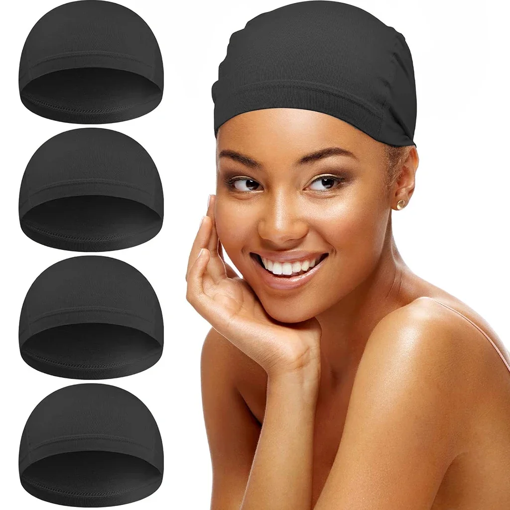 

4 Pcs Mesh Cap Wig Caps for Making Wig Stretchy Wig Cap with Wide Elastic Band (Black Mesh Cap)