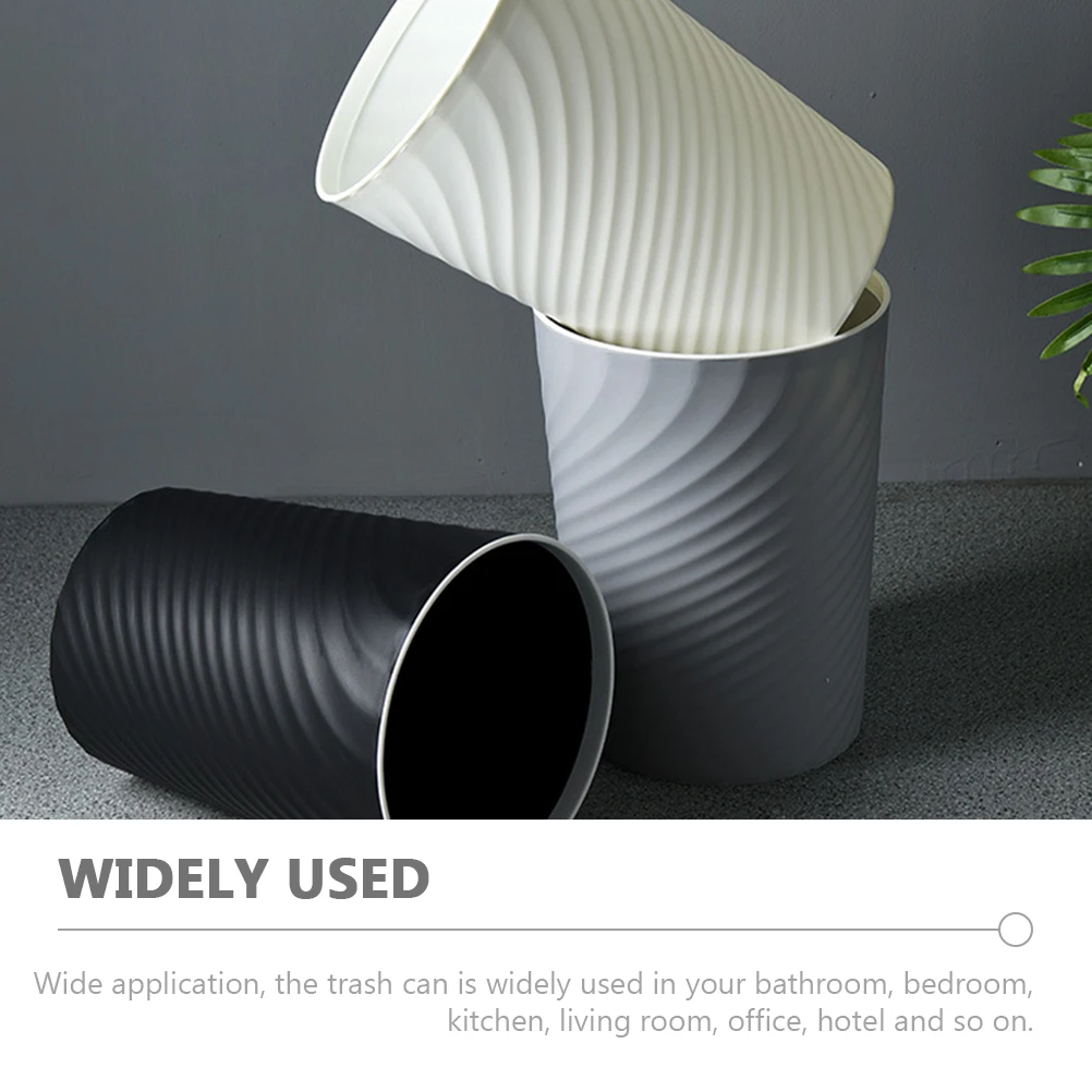 

2pcs 8L White Black Circular Trash Bin without Lid PP Material Bathroom Bedroom Kitchen Office Simple Design Household