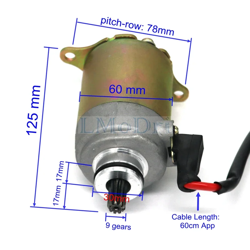 Motorcycle Starter Motor 9 Teeth GY6 125cc 150cc Quad Atv Bike Buggy Moped Scooter