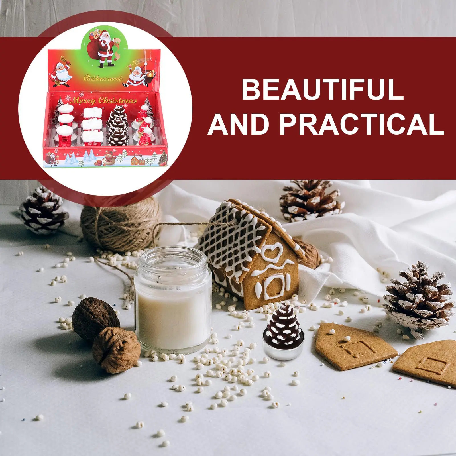 12pcs Christmas C Set Aromatherapy Scented Decorative Elder Dinner Table Holder Romantic Gift Valentine Day Wedding