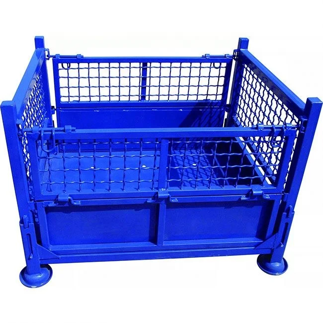 Industrial heavy duty stackable and collapsible storage stillage pallet cage