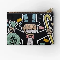 Monopoly Man Zipper Pouches Storage Pocket Socks Small Coin Underwear Panties Key Wallet Money Cosmetic Women Pure Bag