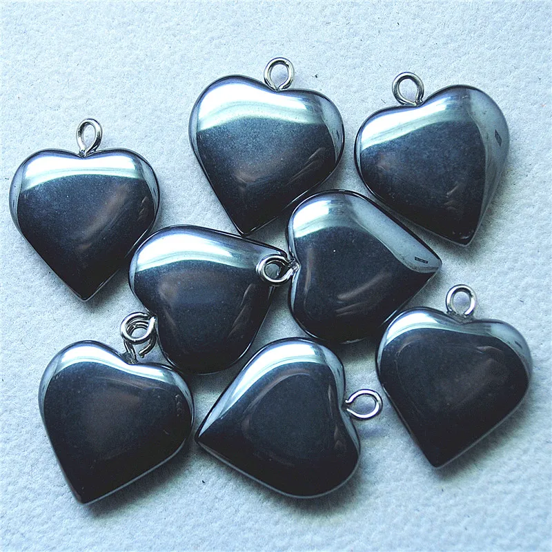 10PCS 20MM New Hematite Stone Pendants Heart Shape For DIY Men Jewelry Making Findings Good Quality Just Arrived