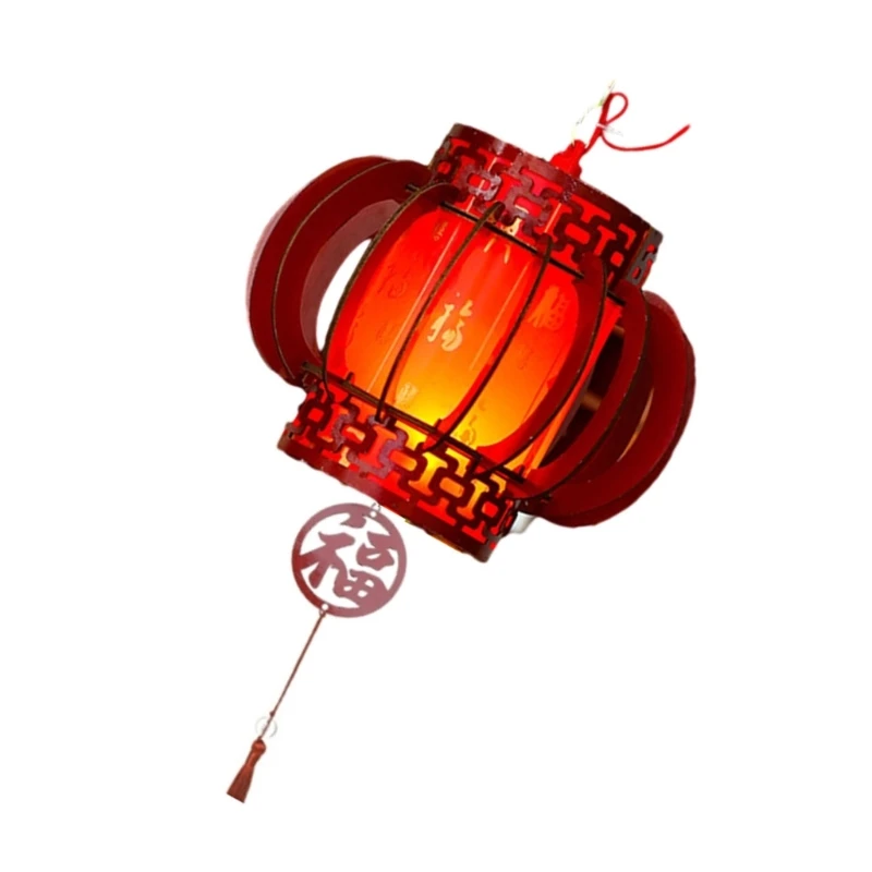 Luminous Chinese New Year Lanterns Beautiful Led Glowing PVC Lanterns withTassel Drop Shipping