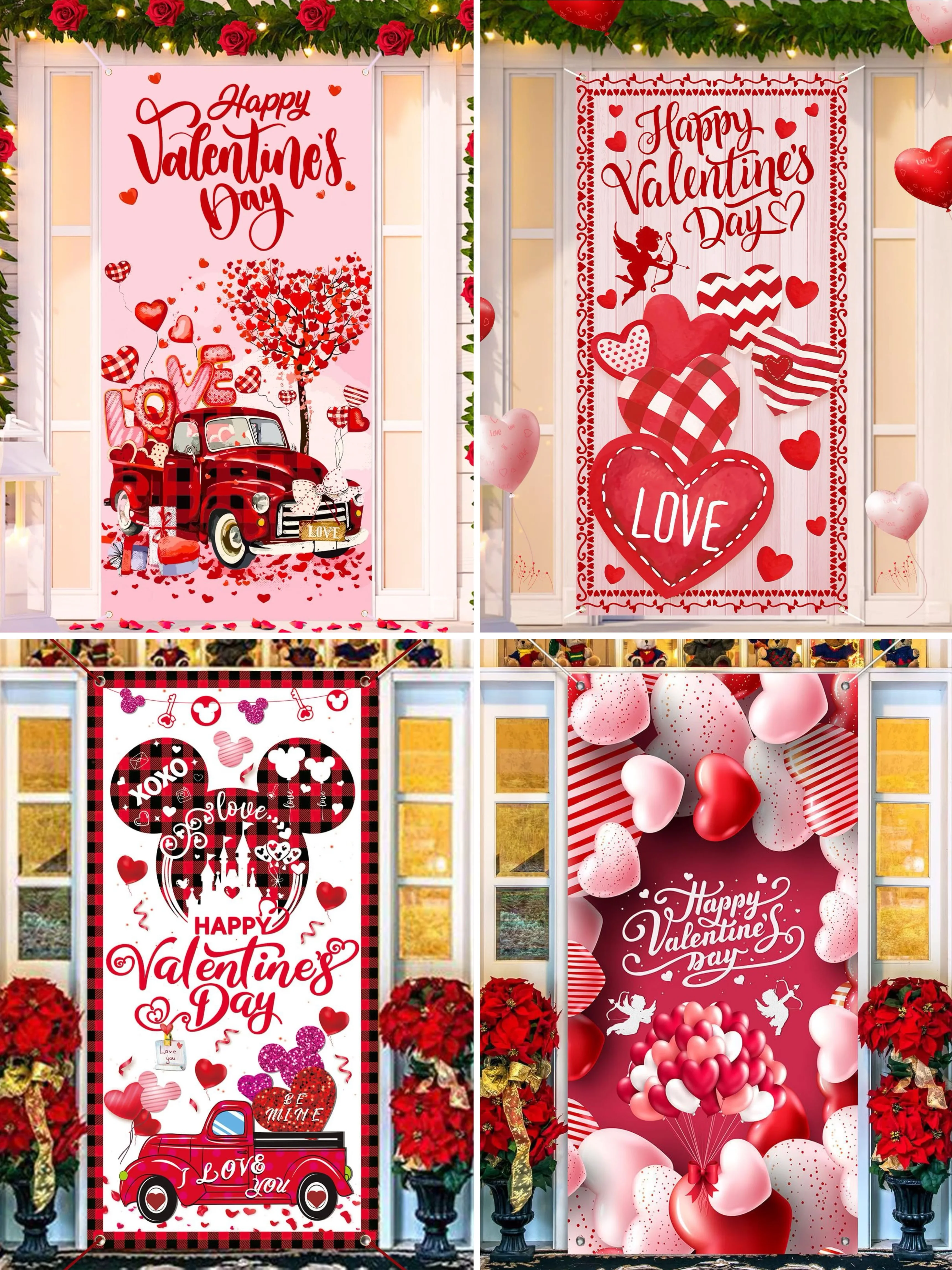 

Valentine's Day Romantic Confession Door Cover Background Lover Sweet Porch Decor Valentine's Day Engagement Decor Background