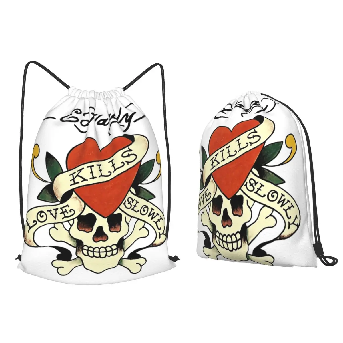 

Ed Hardy Love Kills Slowly Backpacks Multi-function Drawstring Bags Shoes Bag Book Bags for Travel Students