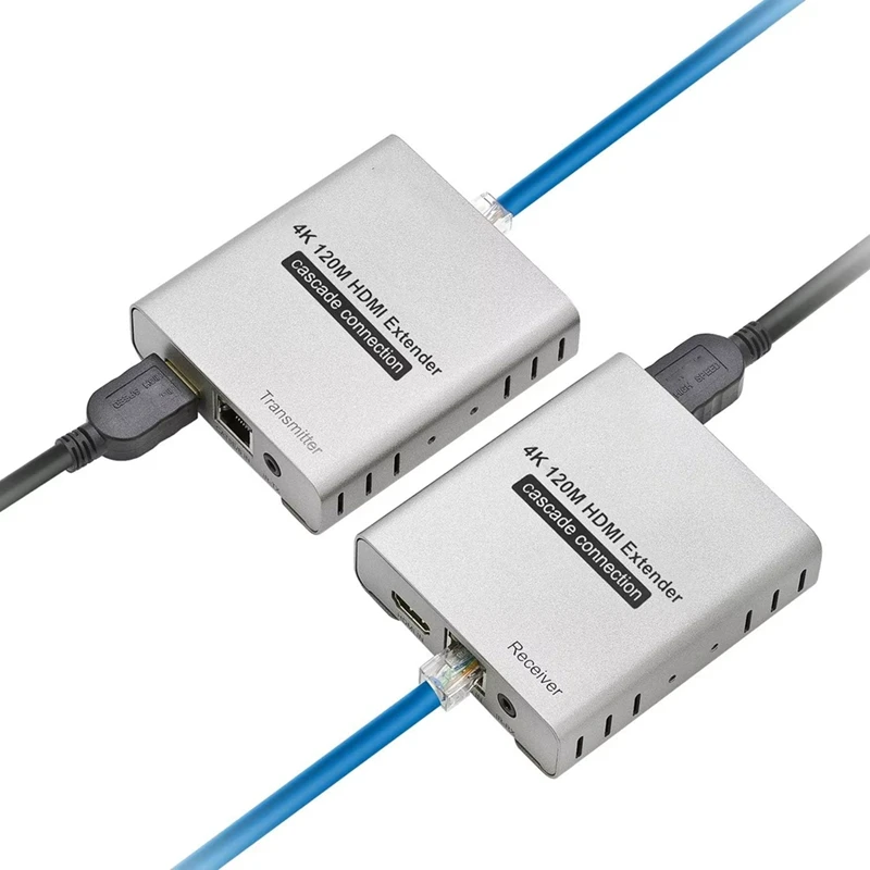Best-4K 120M -Compatible Extender Over Cat5e/6 RJ45 Cable Video Ethernet Extension Transmitter Support Cascade Connection