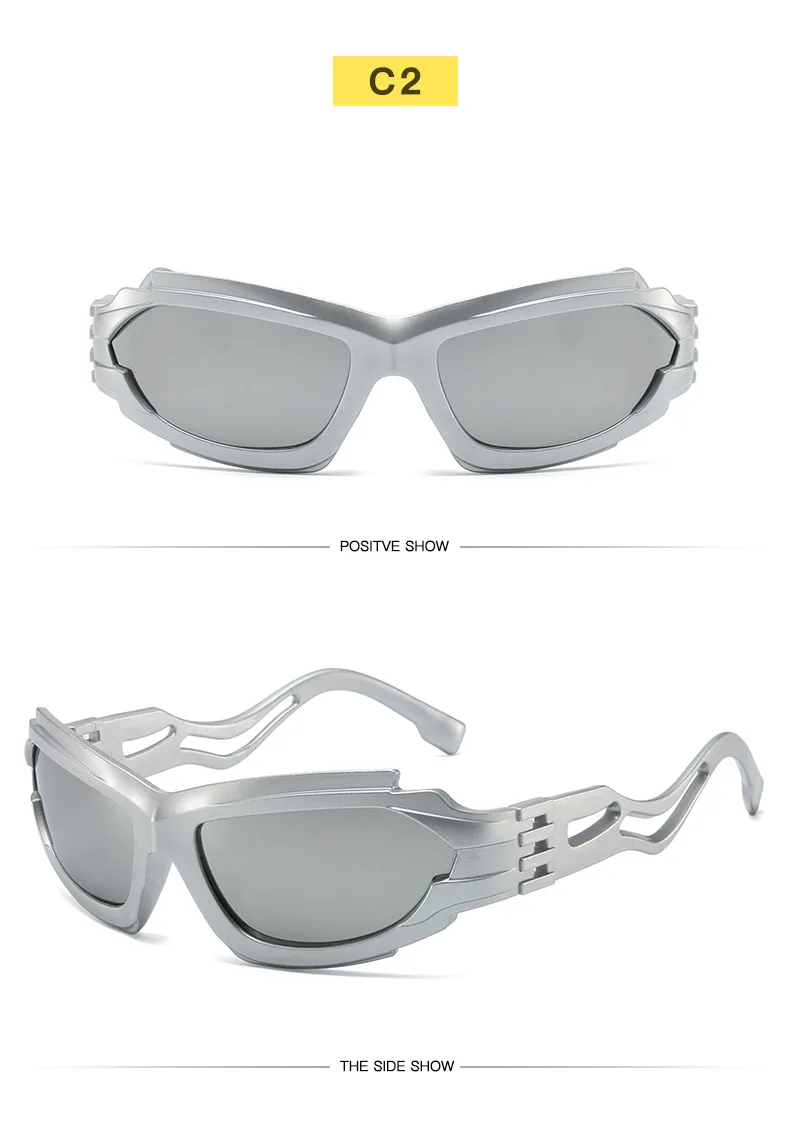 Outdoor Sport Sonnenbrille Frauen 2000S 90S Ästhetische Y2K Sonnenbrille Männer Vintage Shades Mode Coole Punk Goggle Brillen Wellenförmige Beine – Detail 6