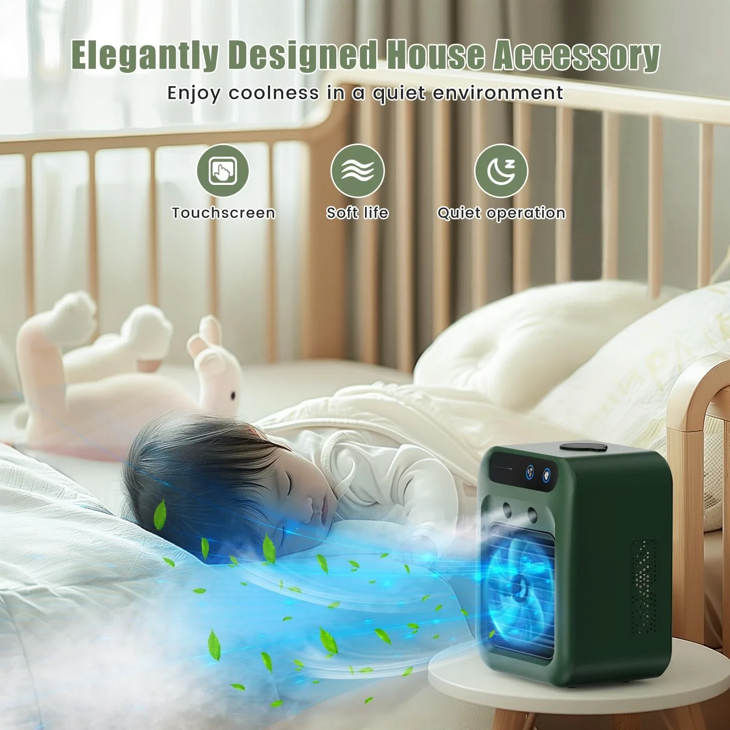 Air Conditioners, Mini Room Air Conditioner with Humidifier & 500ml  Tank, Rechargeable AC Unit for Bedroom, Office, Desk, C