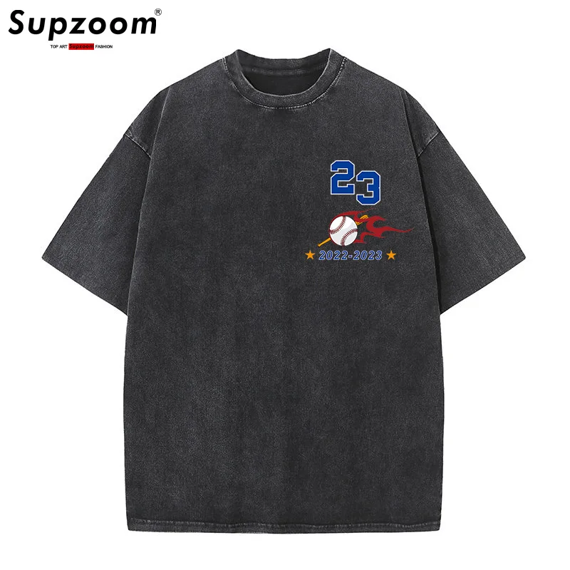 Supzoom New Arrival Summer Top Fashion Printed Neutral Short O-neck Casual Hip Hop Heavy Texture Cotton Ins Loose Men Tshirt