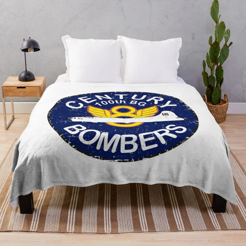 USAAF - The 'Bloody 100th' Bomb Group - Century Bombers - Grunge Style Throw Blanket blankets and throws Luxury Blankets