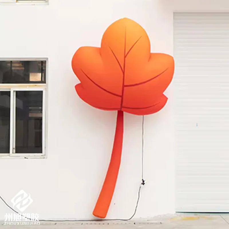 Inflatable leaves, advertising inflatable cartoon maple leaves with blowers, outdoor shopping mall square decoration