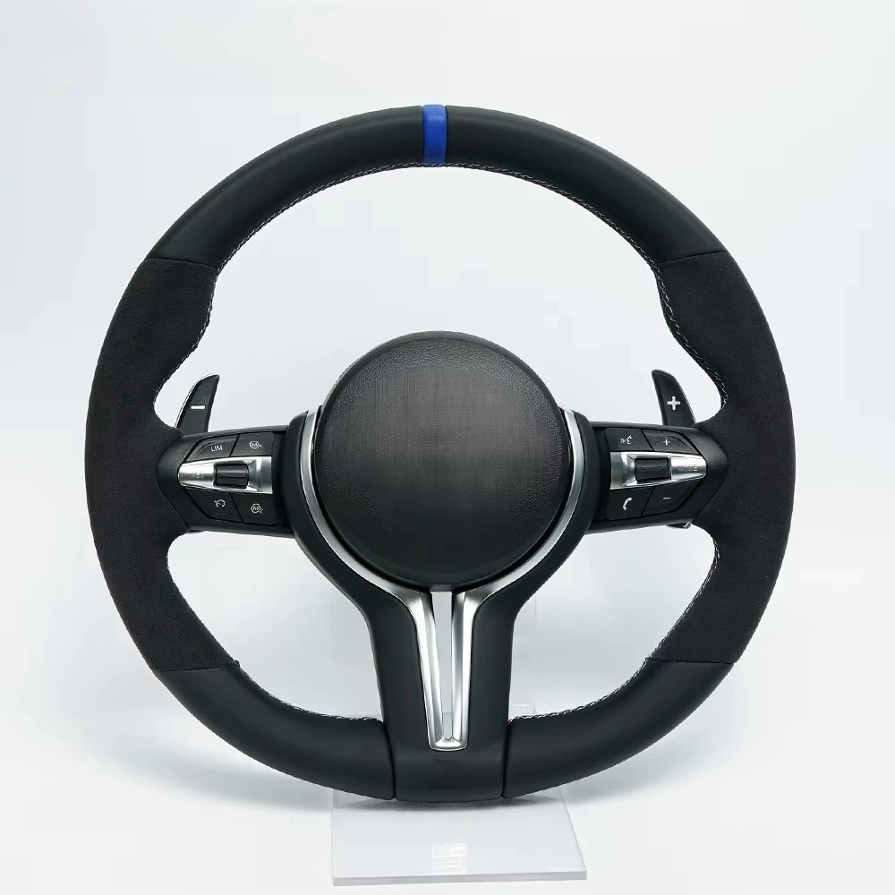 High Quality for Alcantara Car Steering Wheel for BMW M3 M5 F30 F35 F10 F11 F15 F16 Black Color with Blue Label