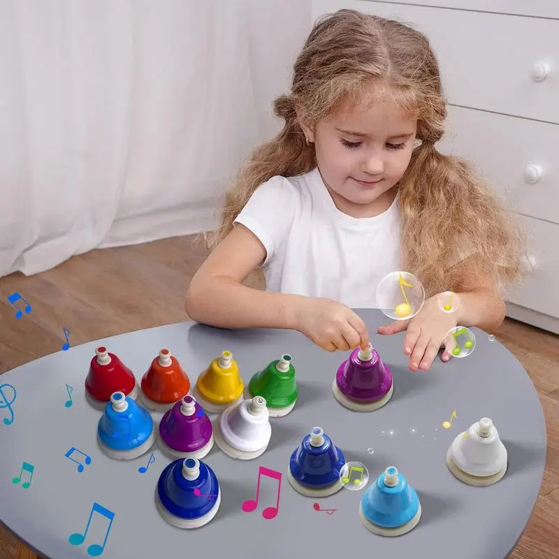 Desk Bells Music Toys 8 Notes Colorful Table Bells Exquisite Fun Diatonic Musical Learning Toy For Children's Day Thanksgiving